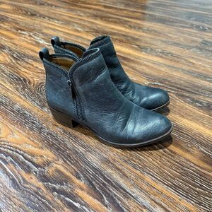 Lucky Brand Leather Womens Size 6 Ankle Boots Bartalino Pewter Bronze Metallic